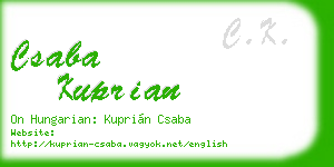 csaba kuprian business card